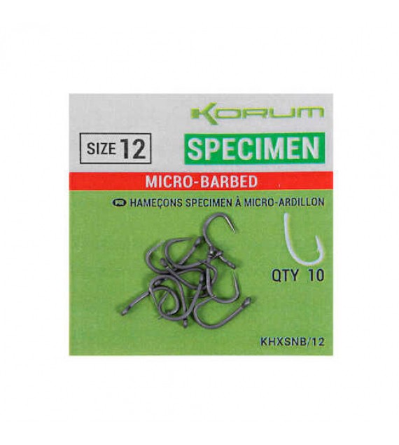 Korum XPERT SPECIMEN MICRO BARBED HOOKS - SIZE 12 