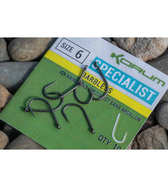 Korum XPERT SPECIALIST BARBLESS HOOKS - SIZE 6 