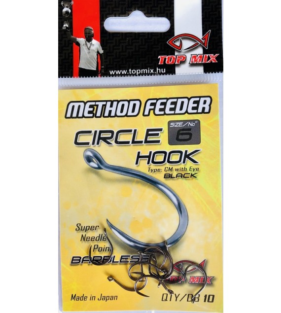 Top Mix Method feeder Circle Barbless hook #6