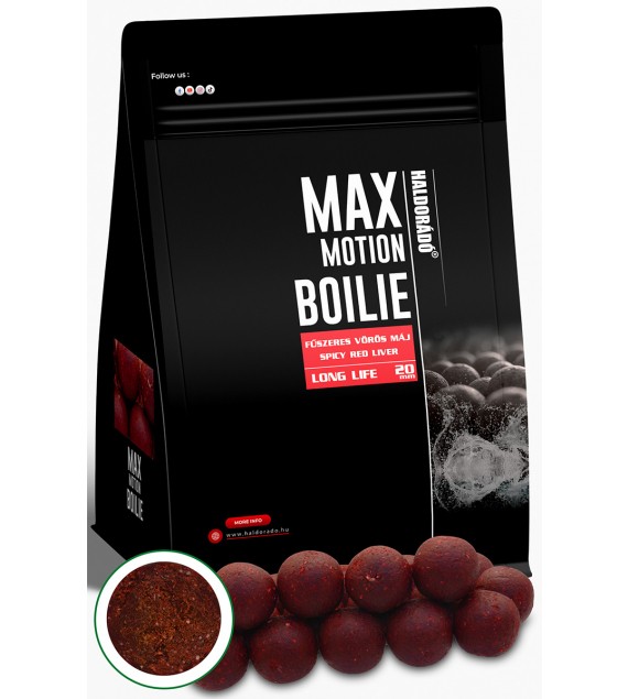 Haldorádó MAX MOTION Boilie Long Life 20 mm - Fűszeres Vörös Máj