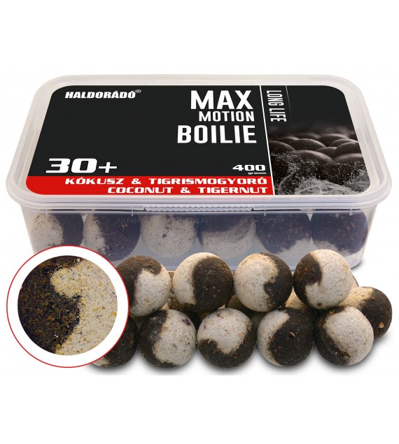 Haldorádó MAX MOTION Boilie Long Life 30+ mm - Kókusz & Tigrismogyoró