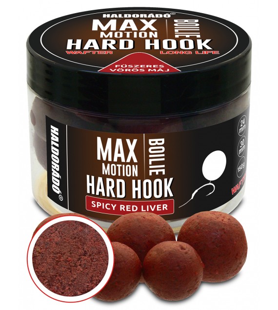 Haldorádó MAX MOTION Boilie Hard Hook Wafter 24, 30 mm - Fűszeres Vörös Máj