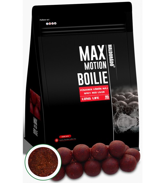 Haldorádó MAX MOTION Boilie Long Life 16 mm - Fűszeres Vörös Máj