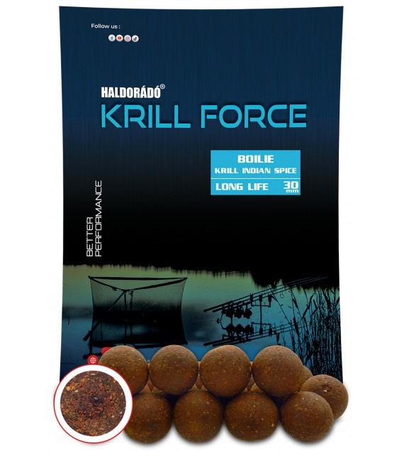 Haldorádó KRILL FORCE Boilie Long Life 30 mm - Krill Indian Spice