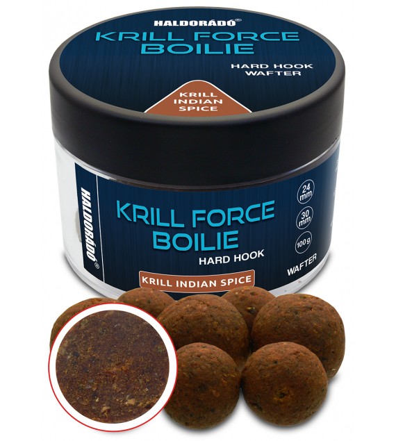 Haldorádó KRILL FORCE Boilie Hard Hook Wafter 24, 30 mm - Krill Indian Spice
