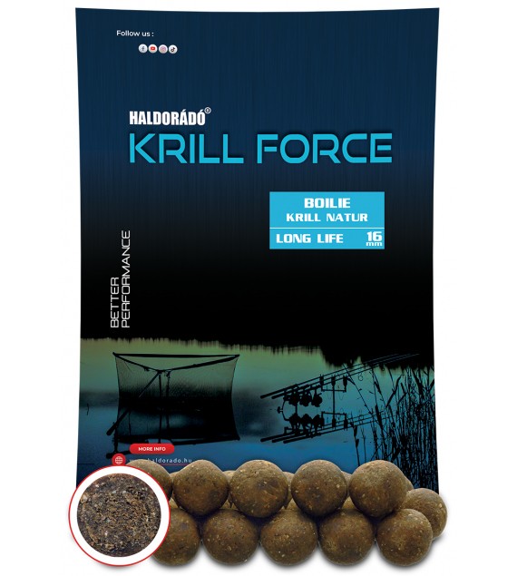 Haldorádó KRILL FORCE Boilie Long Life 16 mm - Krill Natur