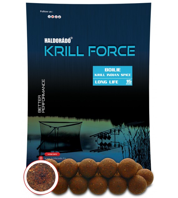 Haldorádó KRILL FORCE Boilie Long Life 16 mm - Krill Indian Spice