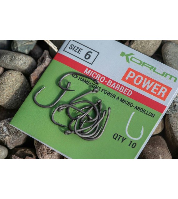 Korum XPERT POWER MICRO BARBED HOOKS - SIZE 6 