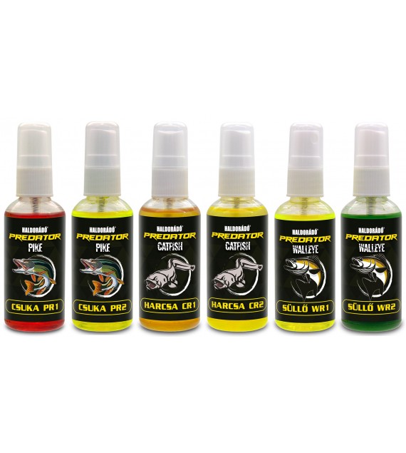 Haldorádó PREDATOR ragadozó aroma spray - MIX-6 / 6 íz egy dobozban 