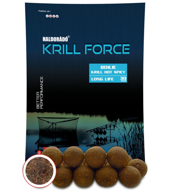 Haldorádó KRILL FORCE Boilie Long Life 30 mm - Krill Hot Spicy