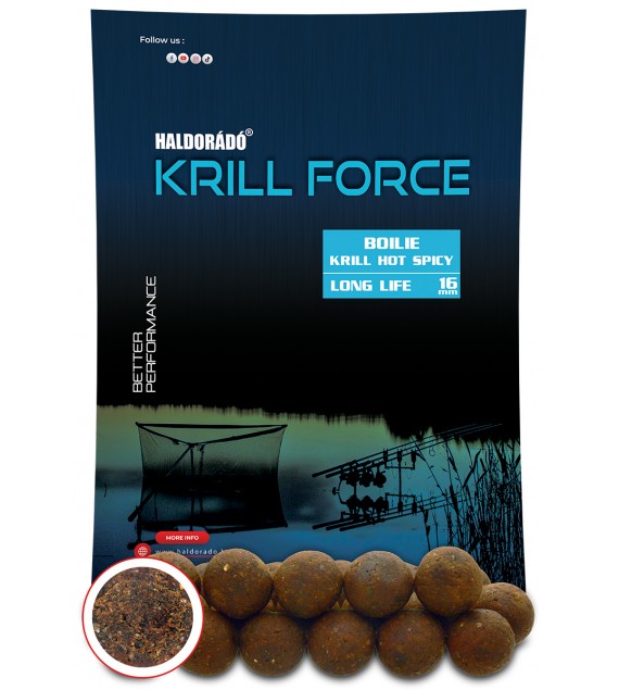 Haldorádó KRILL FORCE Boilie Long Life 16 mm - Krill Hot Spicy
