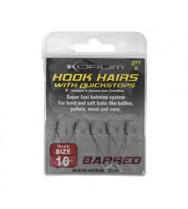 Korum BARBED HOOK HAIRS WITH QUICKSTOPS - SIZE 16