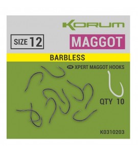 Korum XPERT MAGGOT  BARBLESS HOOKS - SIZE 16