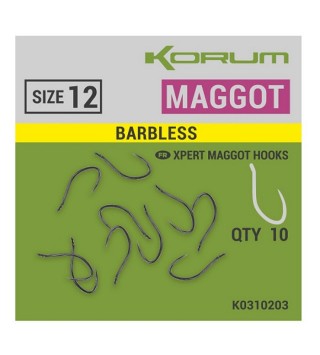 Korum XPERT Maggot BARBLESS Hooks füles horog - 14